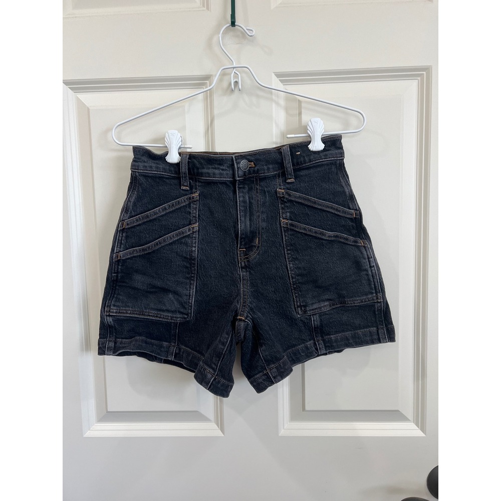 Madewell The Perfect Vintage Mid-Length Cargo Jean Short in Shamp Wash Size 25